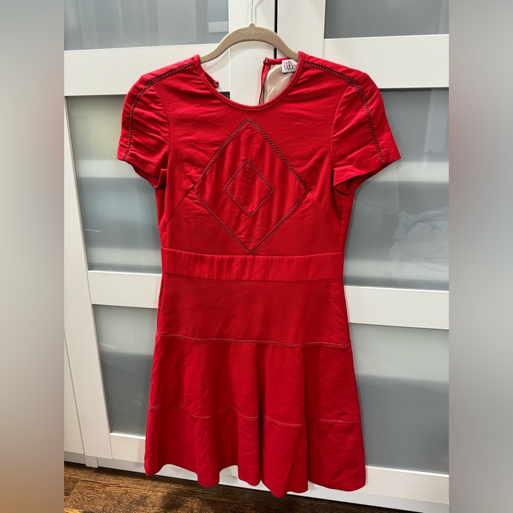 REDVALENTINO
Lattice-trimmed cotton-blend cady mini dress, size 38 - Picture 4 of 4